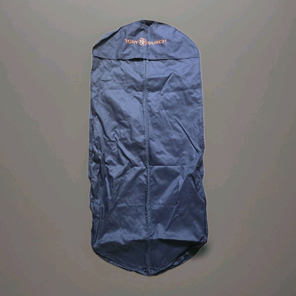 Tory Burch Navy Canvas Garment Bag with zipper measuring 24 X 53